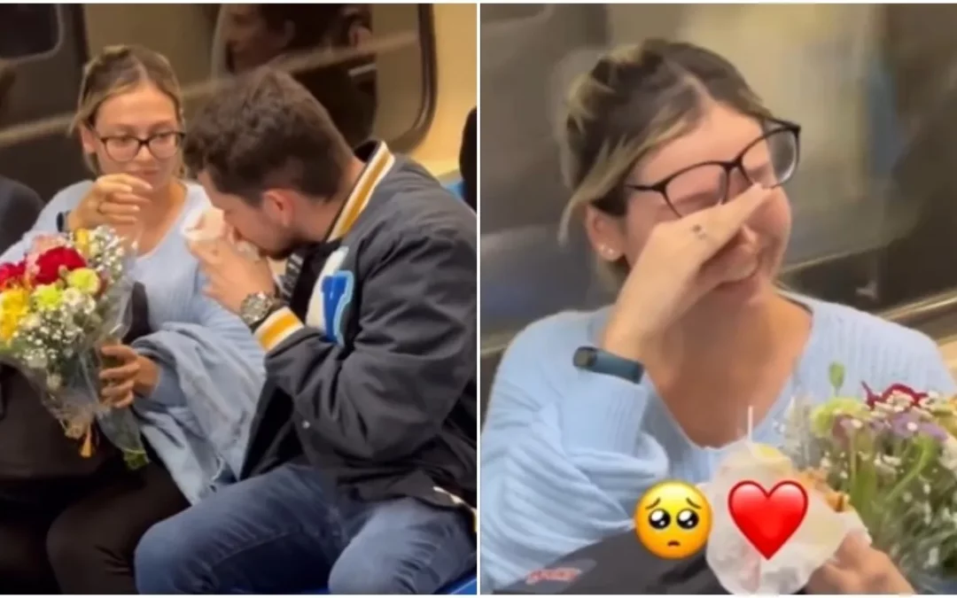 ¡GESTO INVALUABLE! Así reaccionó esta joven que recibió un ramo de flores de un desconocido (VIDEO)