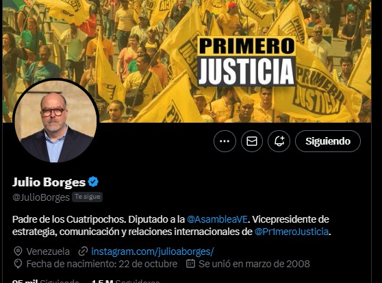TWITTERAZO: @JulioBorges afirma que «Maduro le tiene miedo al voto del pueblo»